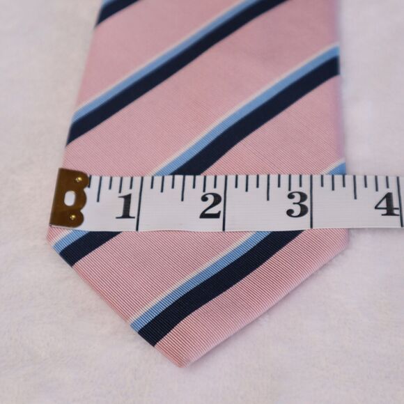 Paul Stuart Men's Silk/Wool Designer Repp Pink/Blue Striped Necktie Made in UK - Picture 7 of 8